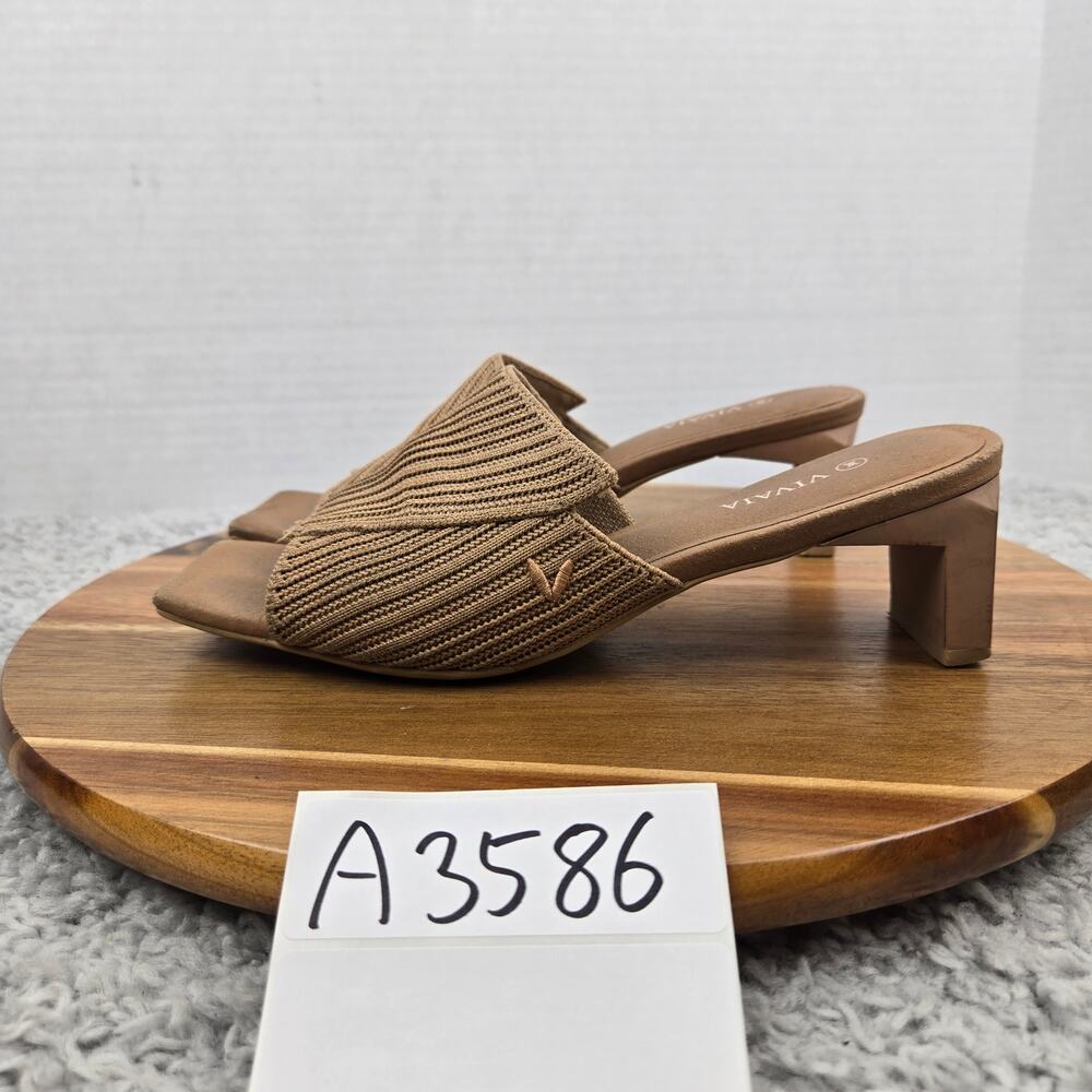 Vivaia Womens 36 Jade Almond Square Open Toe Business Casual Block Heel Slide